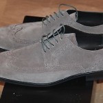 Brand New w Box Hugo Boss Suede Grey Wingtip Shoes for Men, Size US 10