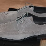 Brand New w Box Hugo Boss Suede Grey Wingtip Shoes for Men, Size US 10