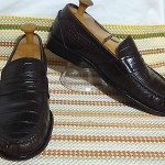 STYLISH COLE HAAN MEN SHOES SZ 9 M BROWN GENUINE LEATHER CROCODILE LOAFERS