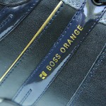 $225 Hugo Boss ORANGE Label Sneakers Navy Leather Mens 12 45 Shoes Trainers 11.5
