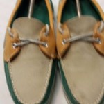 Mens Cole Haan Green / Orange Suede Boat Shoe US Size 9.5 M
