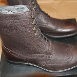 Brand New w Box Hugo Boss Hekkio Leather Wingtip Boots for Men, Size US 11.5