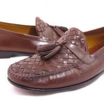 Cole Haan Resort Brown Leather Woven Loafers Tassels 10.5 Square Casual Shoes