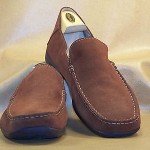 Men’s Boss Hugo Boss Red Brown Suede w/Beige Stitch Slip-On Loafers Size 10
