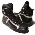 $245 Hugo Boss Black Leather Sneakers Mid Boots Mens Shoes 8 41 Trainers .5