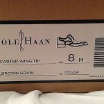 Cole Haan Mens Carter Dark Brown Wingtip Dress Shoes Size 8 Retails $168