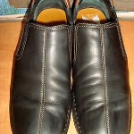COLE HAAN ~ MENS BLACK W/ BROWN TRIM LEATHER DRIVING LOAFERS SZ 9M ~ NICE!