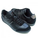 $225 Hugo Boss ORANGE Label Sneakers Black Leather Mens 6 40 Shoes Trainers 5.5