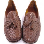 Cole Haan Resort Brown Leather Woven Loafers Tassels 10.5 Square Casual Shoes