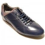 $330 Hugo Boss Black Label Leather Sneakers Navy Mens 9 42 Shoes 8.5 41.5 Oxford