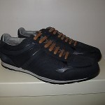 Nib HUGO BOSS Orange Orliro Navy Blue Sneakers Size 7