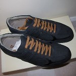 Nib HUGO BOSS Orange Orliro Navy Blue Sneakers Size 7
