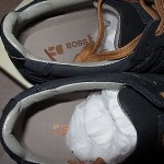 Nib HUGO BOSS Orange Orliro Navy Blue Sneakers Size 7