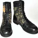 $425 NEW Diesel CASSIDY Black Leather & Camouflage Canvas Ankle Boots 46/12.5