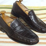 STYLISH COLE HAAN MEN SHOES SZ 9 M BROWN GENUINE LEATHER CROCODILE LOAFERS