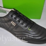 HUGO BOSS MEN’S GILMOUR NEO BLACK LEATHER SNEAKERS