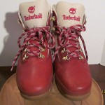 Mens sz 12 M Red leather Timberland all terrain ankle hiking work boots