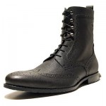 $325 Hugo Boss Black Mens Wingtip Lace-up Zipper Boots 11 44 Army Hiking 11.5 45