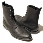 $325 Hugo Boss Black Mens Wingtip Lace-up Zipper Boots 11 44 Army Hiking 11.5 45