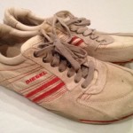 Men’s Diesel Parapat Casual Sneakers Light Gray Red Size 10
