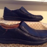 CLARKS Unstructured Men’s Black Leather Slip On Shoes Size 14M