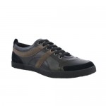 Hugo Boss Orange “OLMITO” Black Leather Fashion Sneakers Shoes 7 8 9 11 12 13