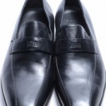 Hugo Boss Rino black L11 R11.5 leather slide loafer shoe MISMATE NEW $195 GNU455