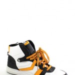 BOSS HUGO BOSS Men’s White Black Orange Leather High Top Sneakers Shoes Sz 11