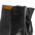 HUGO BOSS Mens Black Leather Ankle Boots Size 9