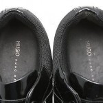 Mens shoes HUGO BOSS black patent leather velcro fashion sneakers sz 12 US 45 EU