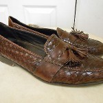 COLE HAAN BRAGANO ENGLISH CALF WOVEN BROWN LEATHER TASSEL LOAFERS SHOES 12 M