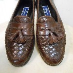 COLE HAAN BRAGANO ENGLISH CALF WOVEN BROWN LEATHER TASSEL LOAFERS SHOES 12 M