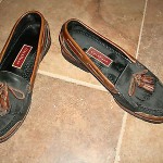 Men”COLE HAAN”2-Tone Black Brown Leather  Slip on Loafers size10.5M Super NICE!