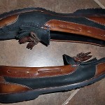 Men”COLE HAAN”2-Tone Black Brown Leather  Slip on Loafers size10.5M Super NICE!
