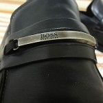 STUNNING HUGO BOSS ITALIAN MEN SHOES SZ 9.5 BLACK LEATHER LOAFERS SLIP ONS