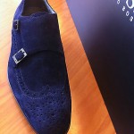 Hugo Boss ‘Brostio’ Italian Suede Double Monk Strap Dress Shoe Dark Blue
