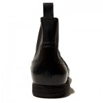 $295 HUGO BOSS Black Ankle Dress Wingtip Boots Mens 11 44 Brogue Pull-on 10 .5