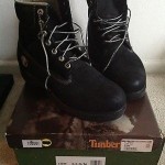 Timberland Men Boots size 8.5 M/M Black w/white stitching! Great Shape!