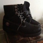 Timberland Men Boots size 8.5 M/M Black w/white stitching! Great Shape!