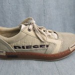 Diesel ‘Berkeley’ Men’s Beige Leather Fashion Sneaker Shoes Size 8