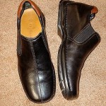 COLE HAAN, SZ 9M, BLACK LEATHER ZENO SLIP-ONS ,SHOES, LK NU