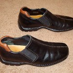 COLE HAAN, SZ 9M, BLACK LEATHER ZENO SLIP-ONS ,SHOES, LK NU