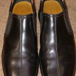 COLE HAAN, SZ 9M, BLACK LEATHER ZENO SLIP-ONS ,SHOES, LK NU