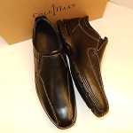 NEW COLE HAAN AIR EVERETT SOFT BLACK LEATHER SLIP ON WITH NIKE AIR IN HEEL