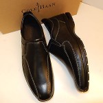 NEW COLE HAAN AIR EVERETT SOFT BLACK LEATHER SLIP ON WITH NIKE AIR IN HEEL