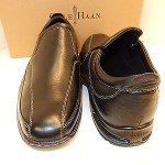NEW COLE HAAN AIR EVERETT SOFT BLACK LEATHER SLIP ON WITH NIKE AIR IN HEEL