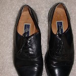 COLE HAAN MEN’S BLACK LEATHER BRIGATANO OXFORDS 10D