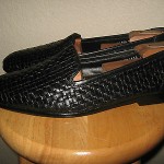 COLE HAAN ‘Bragano’ Gorgeous Black Woven Leather Slipons…EXCELLENT!!  12M
