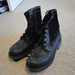 $225 Diesel agape vintage leather suede zip black boots 43 mens NEW