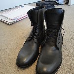 $195 Diesel vintage leather off black lace up boots 45 mens NEW
